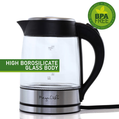 1.8 Liter Glass and Stainless Steel Electric Tea Kettle
