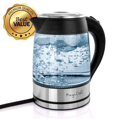 1.8 Liter Glass and Stainless Steel Electric Tea Kettle